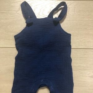 Navy blue baby overalls